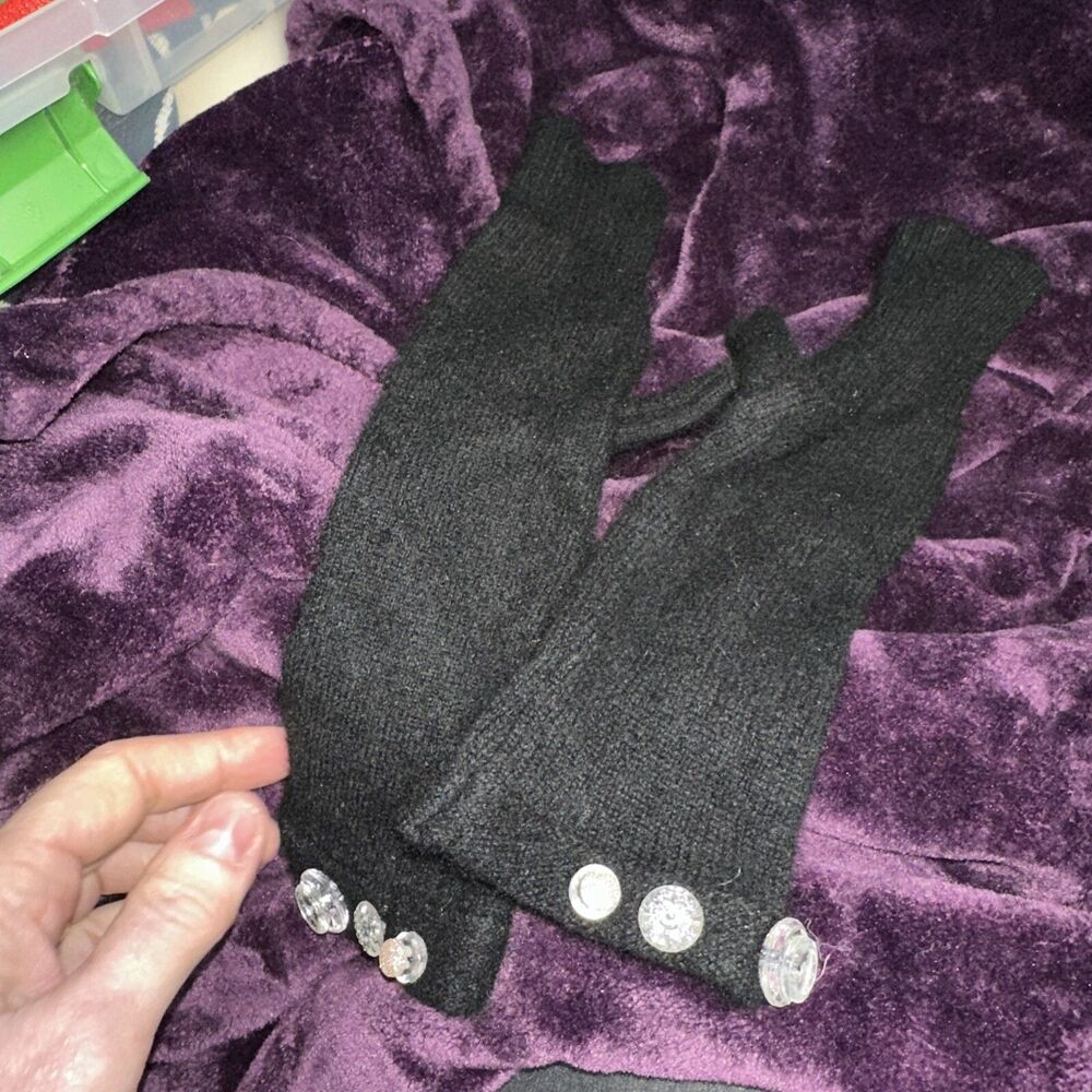 Vintage Fingerless Gloves Black Size Large
